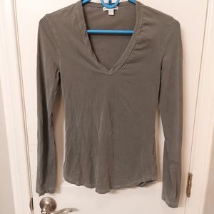 James Perse Brown Fitted Long Sleeve Top
